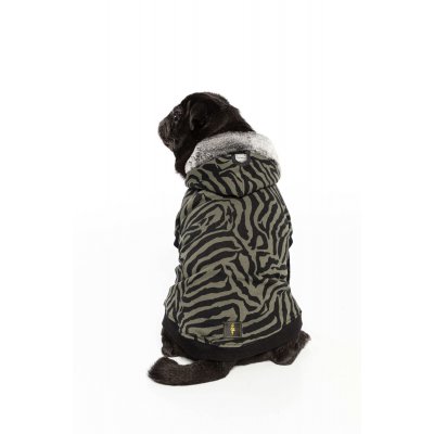 Haki Zebra Desenli Köpek Hoodie(Sweatshirt)