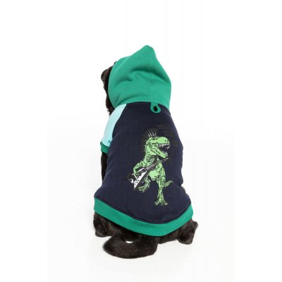 Lacivert Gitarcı Yeşil Dinazor Baskılı Köpek Hoodie(Sweatshirt)
