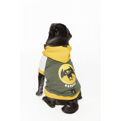 Batdog Baskılı Haki Sarı Köpek Hoodie Sweatshirt